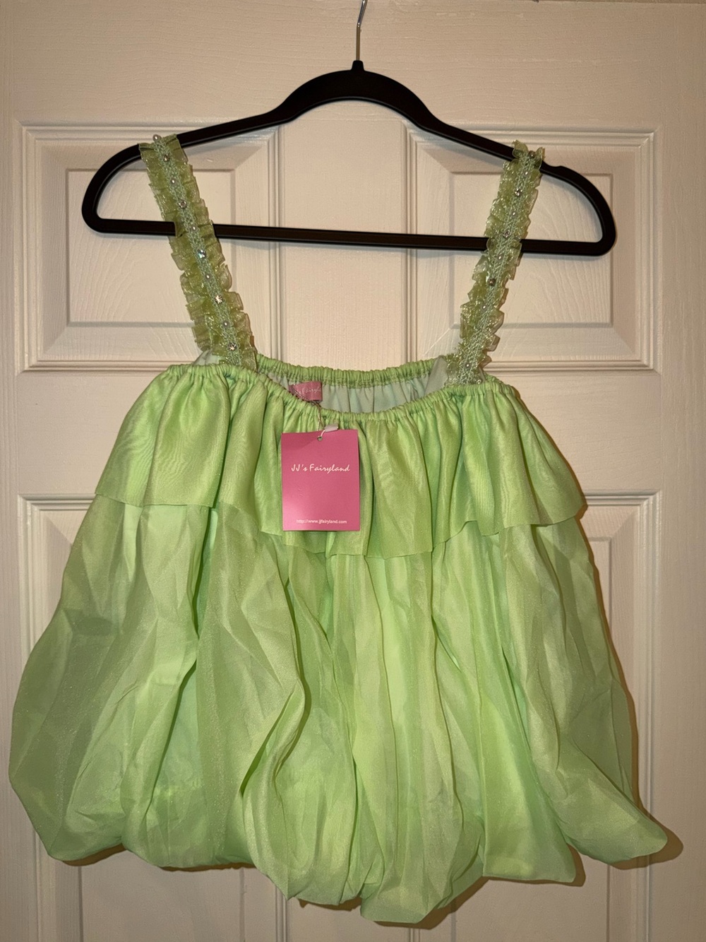 Green Ruffle Strap Bubble top